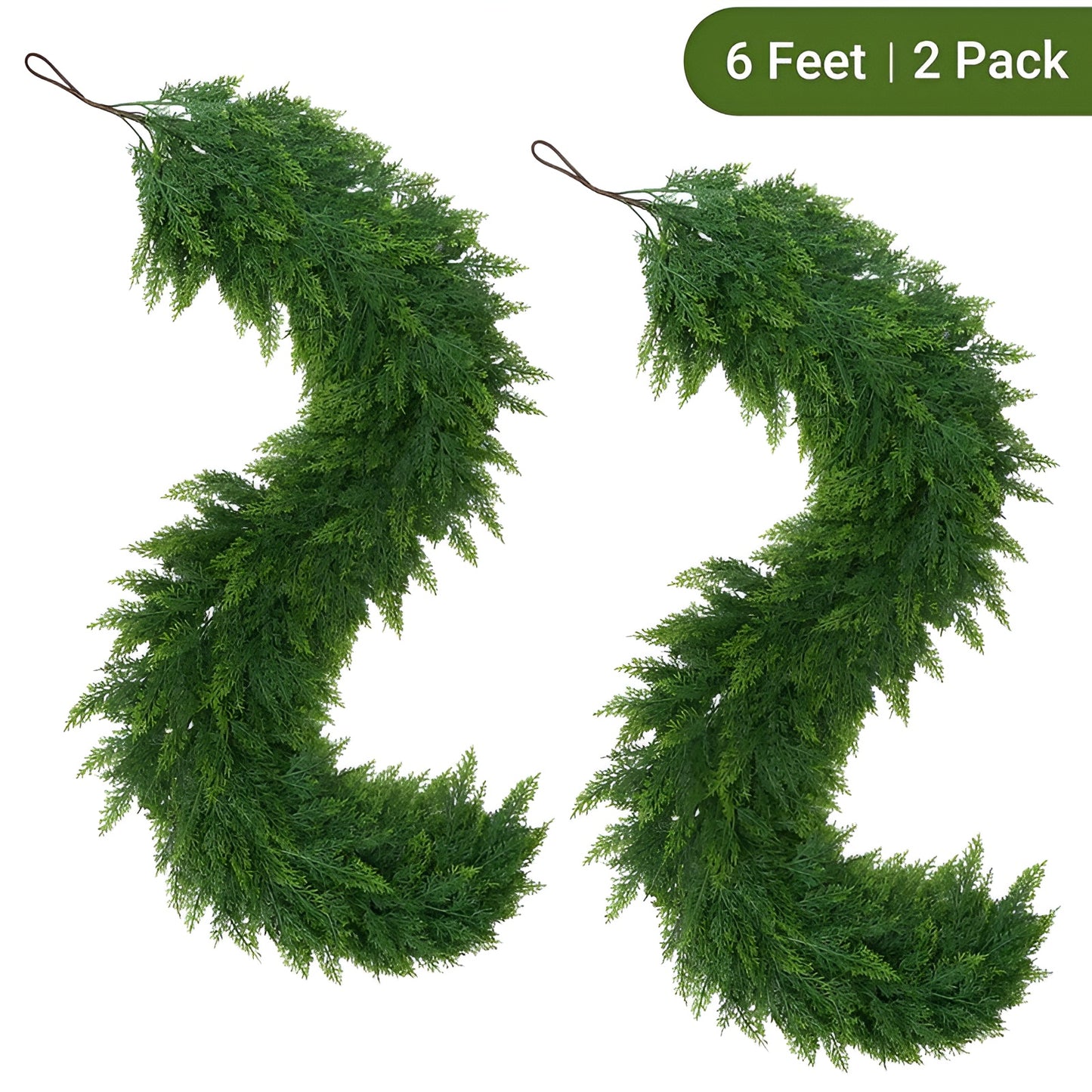 Elora Evergreen Garland – 6 ft Artificial Cedar Set (2 pcs)