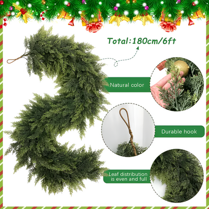 Elora Evergreen Garland – 6 ft Artificial Cedar Set (2 pcs)