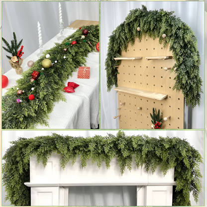 Elora Evergreen Garland – 6 ft Artificial Cedar Set (2 pcs)