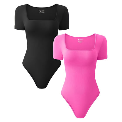 Elora Ribbed Square Neck Bodysuits