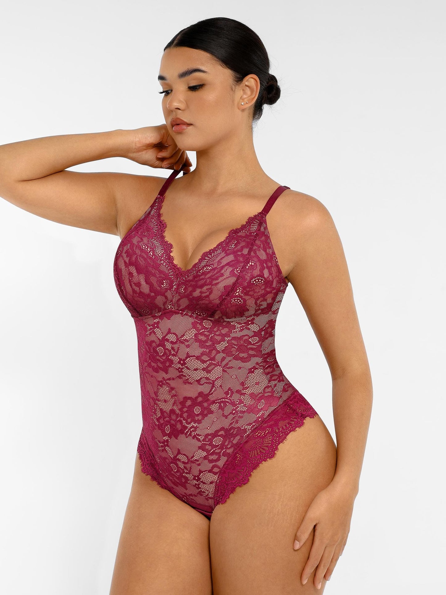Lace V Neck Full Bodysuit Underwear