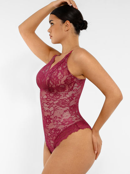 Lace V Neck Full Bodysuit Underwear