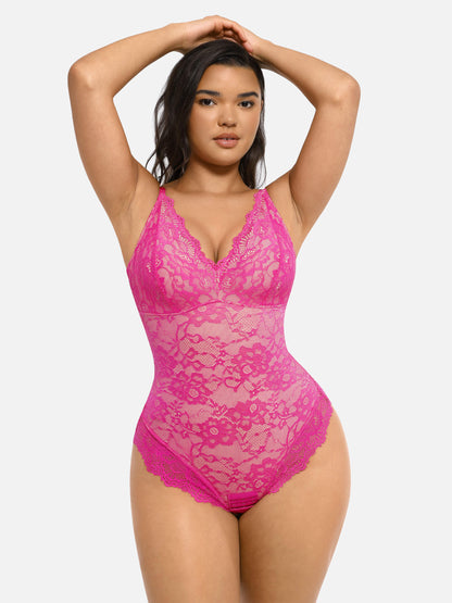Lace V Neck Full Bodysuit Underwear