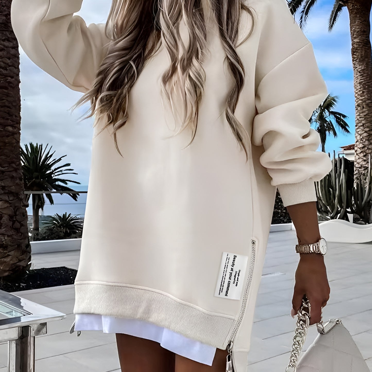 Elora Cozy Zip Sweatshirt Dress
