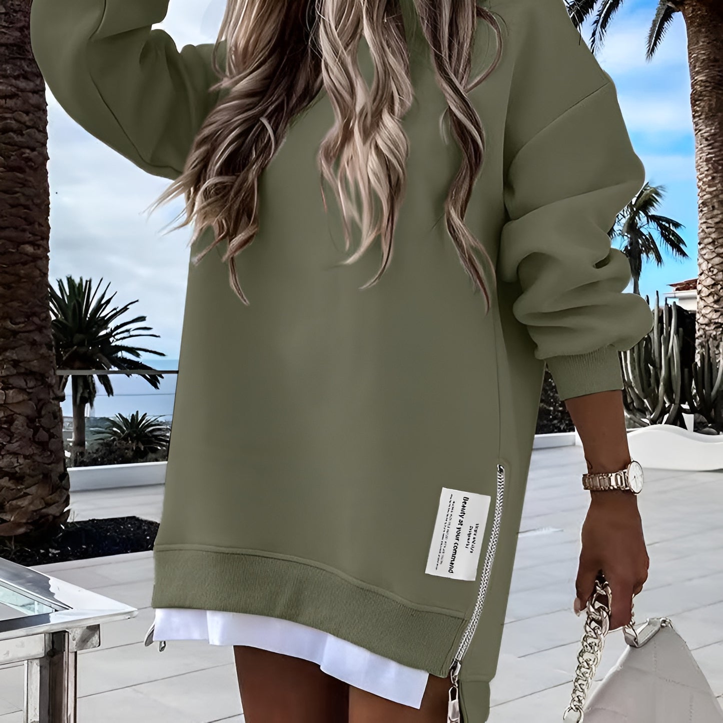 Elora Cozy Zip Sweatshirt Dress