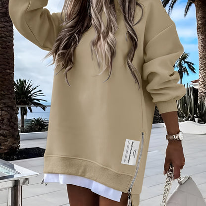 Elora Cozy Zip Sweatshirt Dress