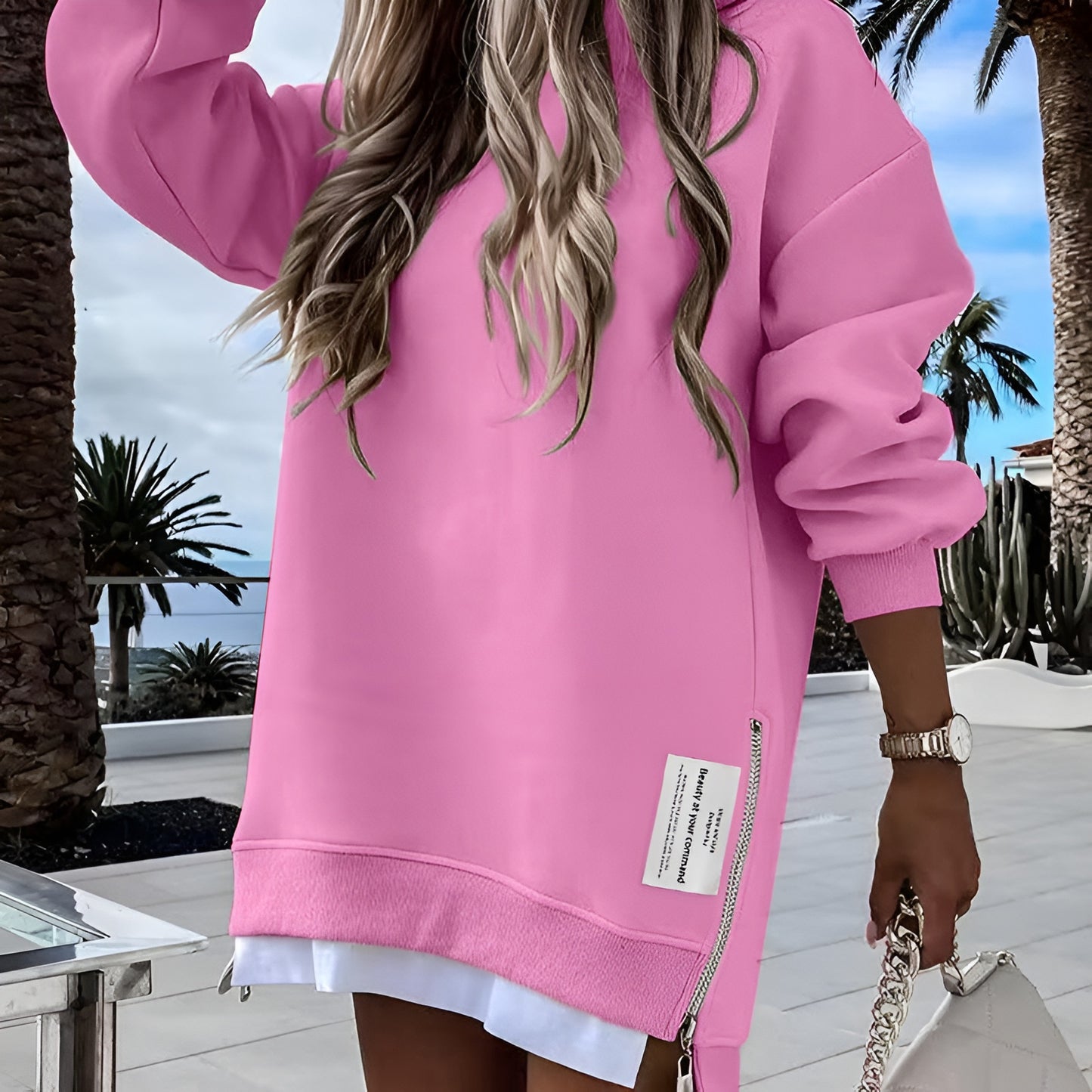 Elora Cozy Zip Sweatshirt Dress
